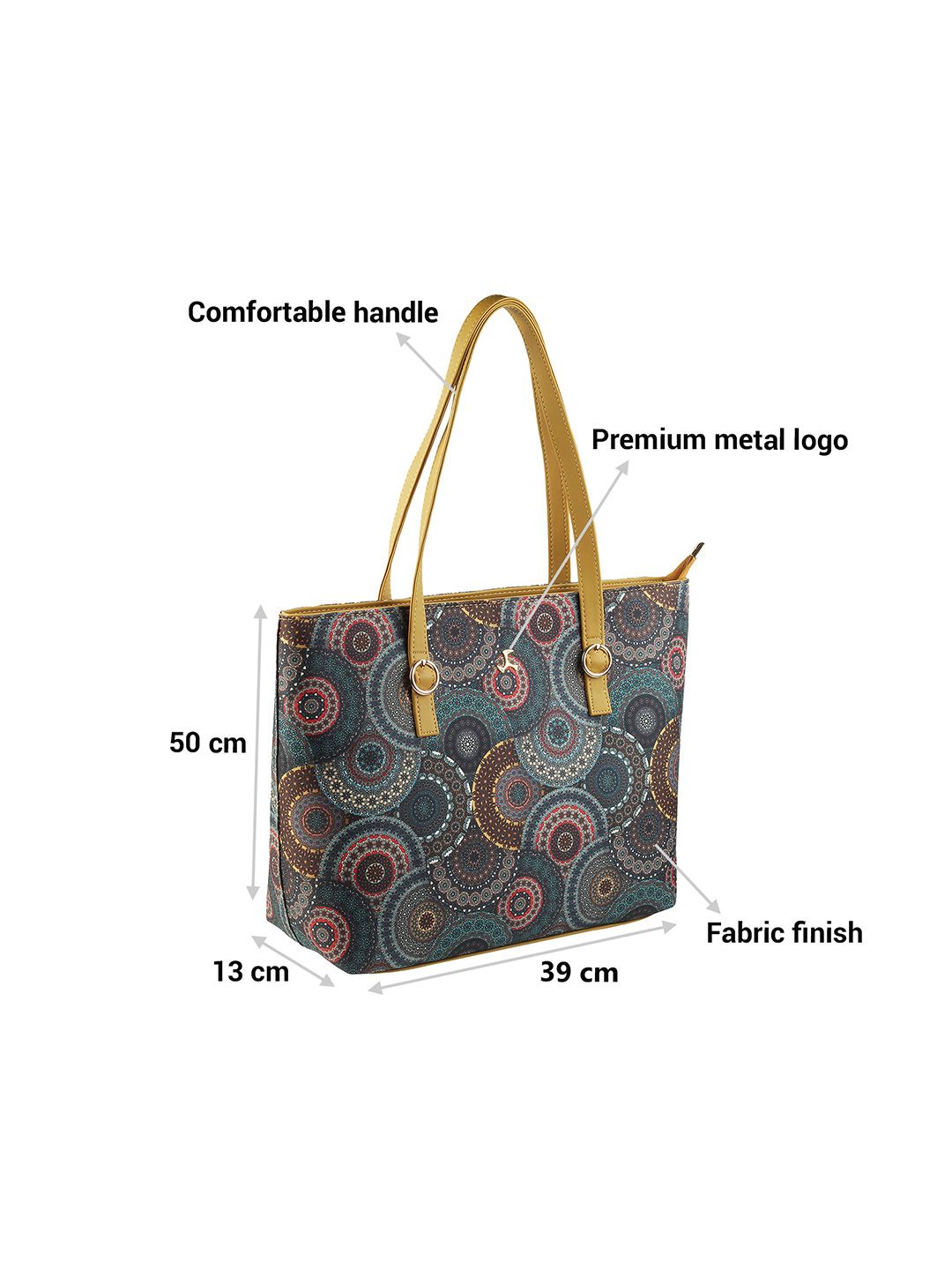 Mochi Green Ethnic Motifs Printed PU Shopper Tote Bag