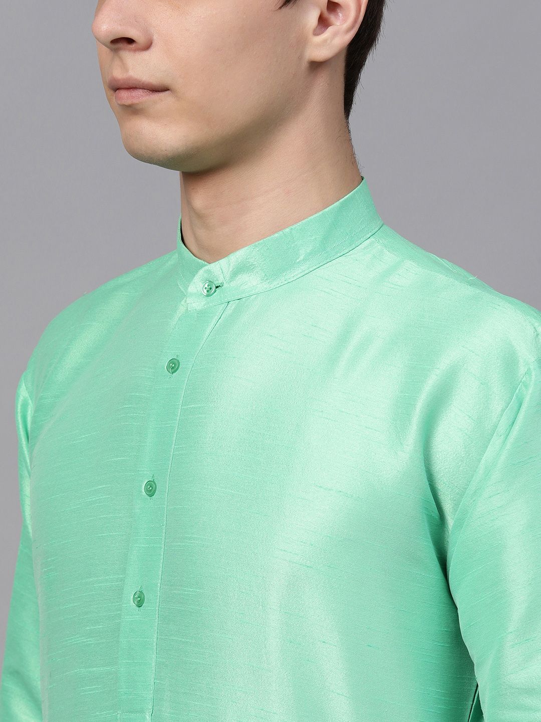 SOJANYA Men Sea Green Solid Straight Kurta