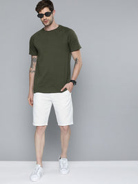 The Indian Garage Co Men White Slim Fit Cotton Chino Shorts