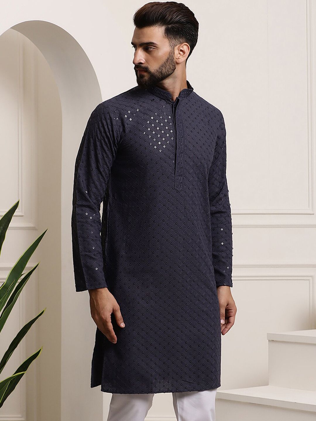 SOJANYA Sequin Embellished Pure Cotton Kurta