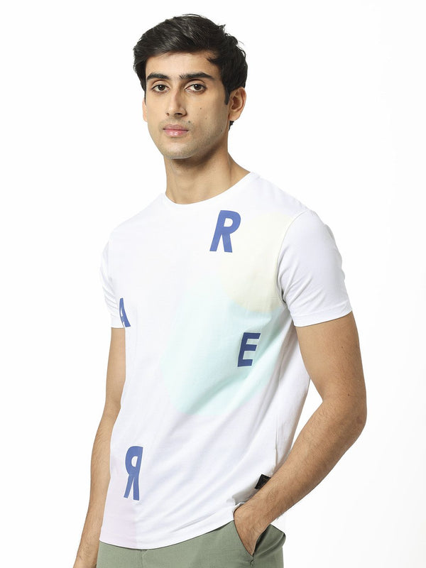 RARE RABBIT Men Enders Typography Printed Cotton Slim Fit T-Shirt