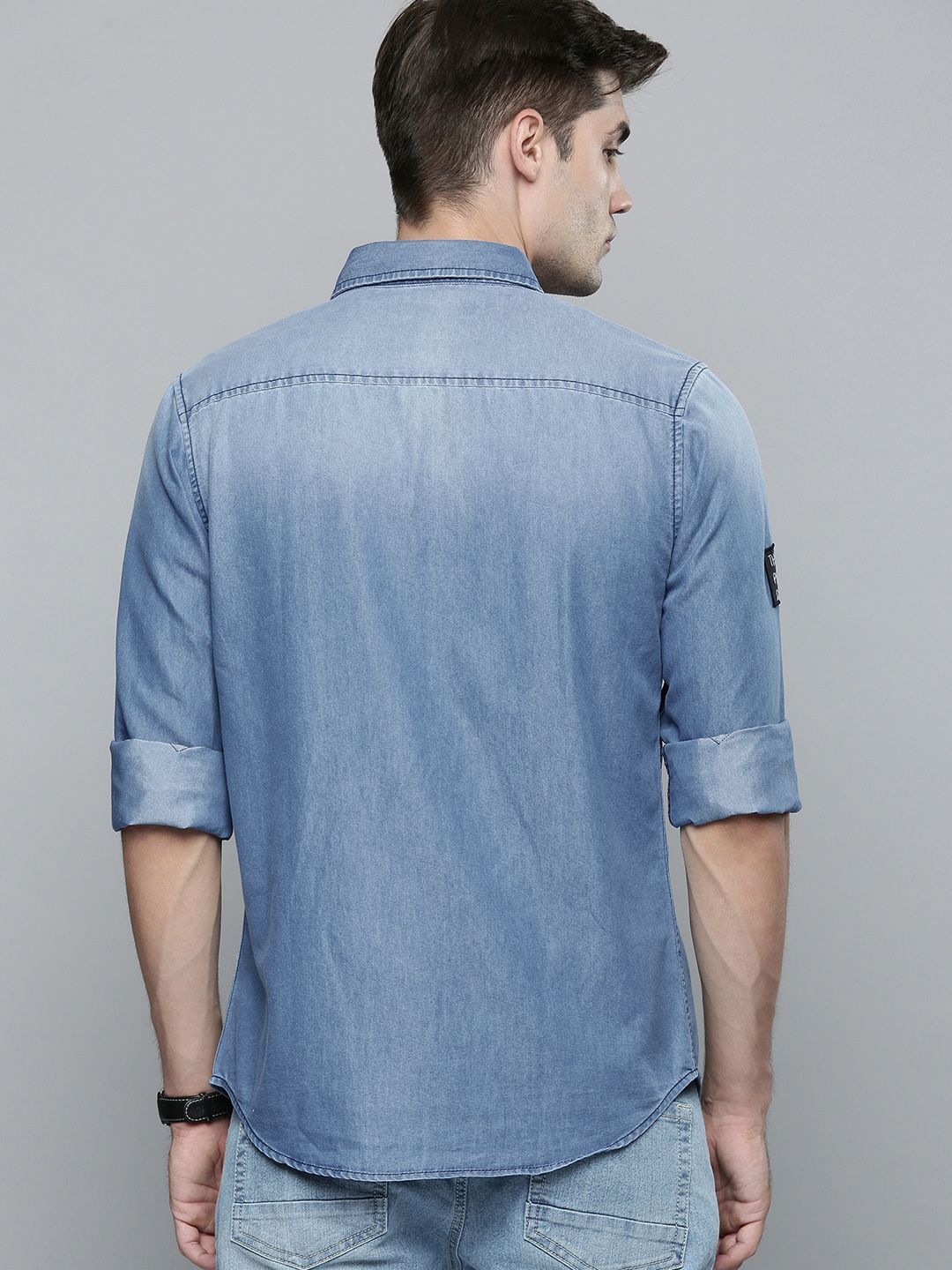 The Indian Garage Co Men Blue Slim Fit Opaque Printed Casual Shirt
