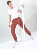 The Indian Garage Co Men Rust Brown Solid Slim Fit Cargo Joggers