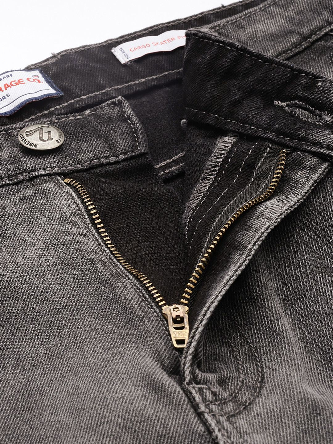 The Indian Garage Co Men Pure Cotton Skater Fit Cargo Style Jeans