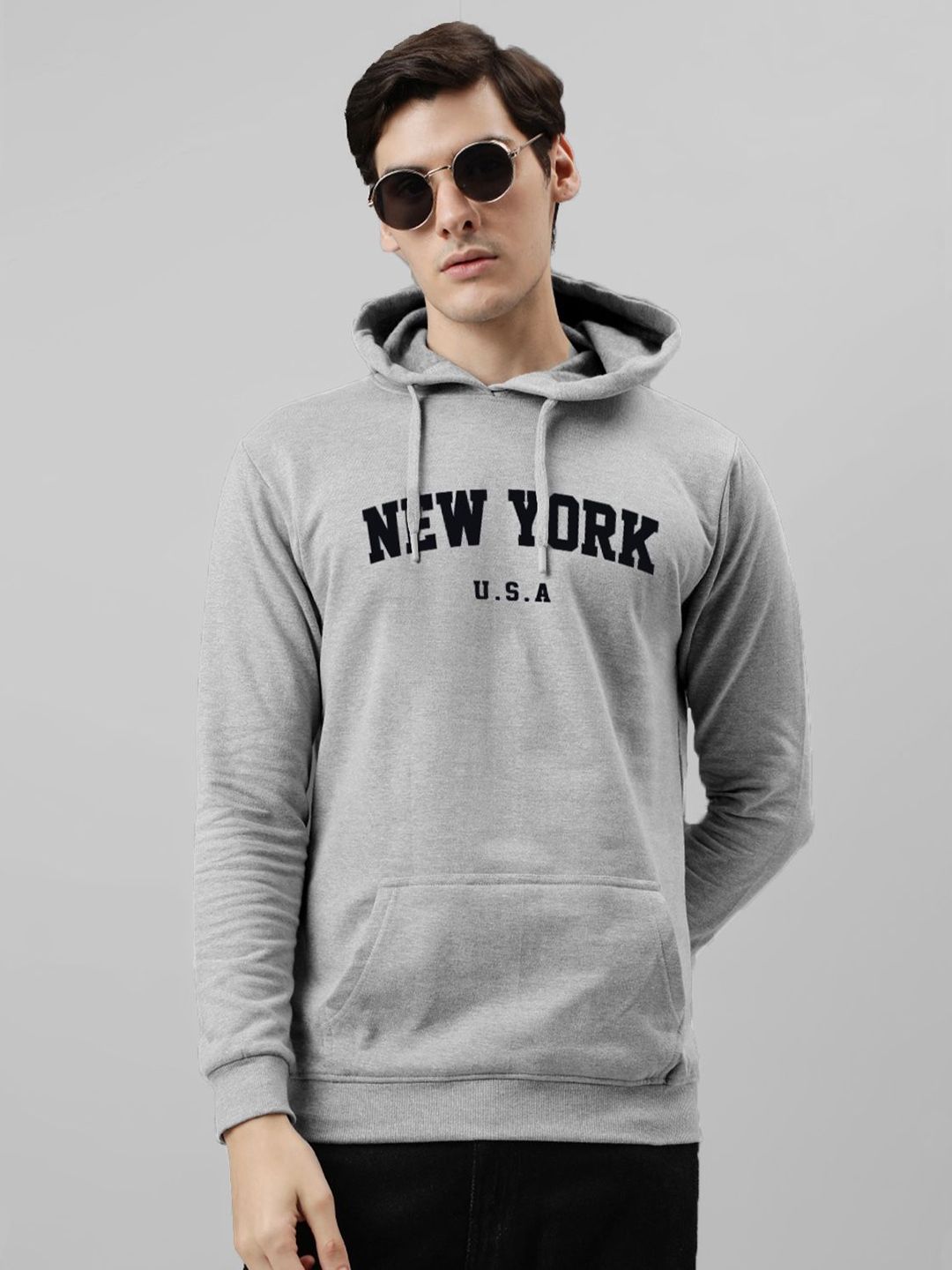 ADRO Men Printed Hooded Pullover Sweatshirt