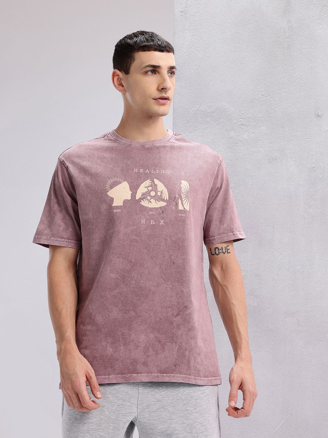 HRX by Hrithik Roshan Men Printed Pure Cotton Yoga T-shirt