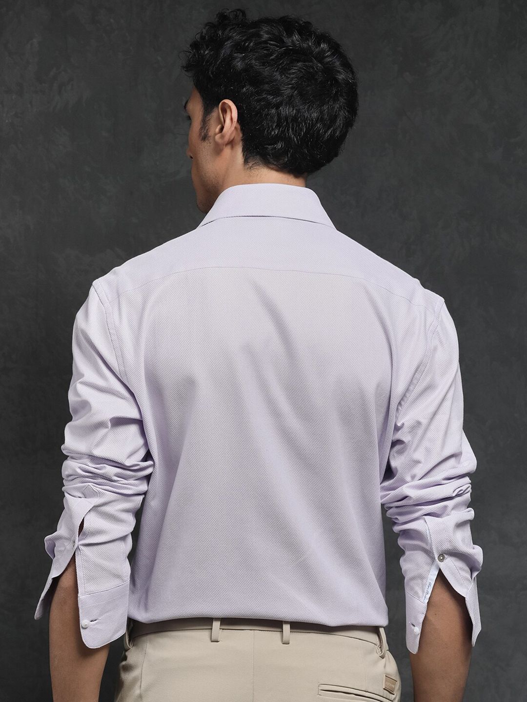 RARE RABBIT Men Comb-1 Slim Fit Textured Cotton Shirt