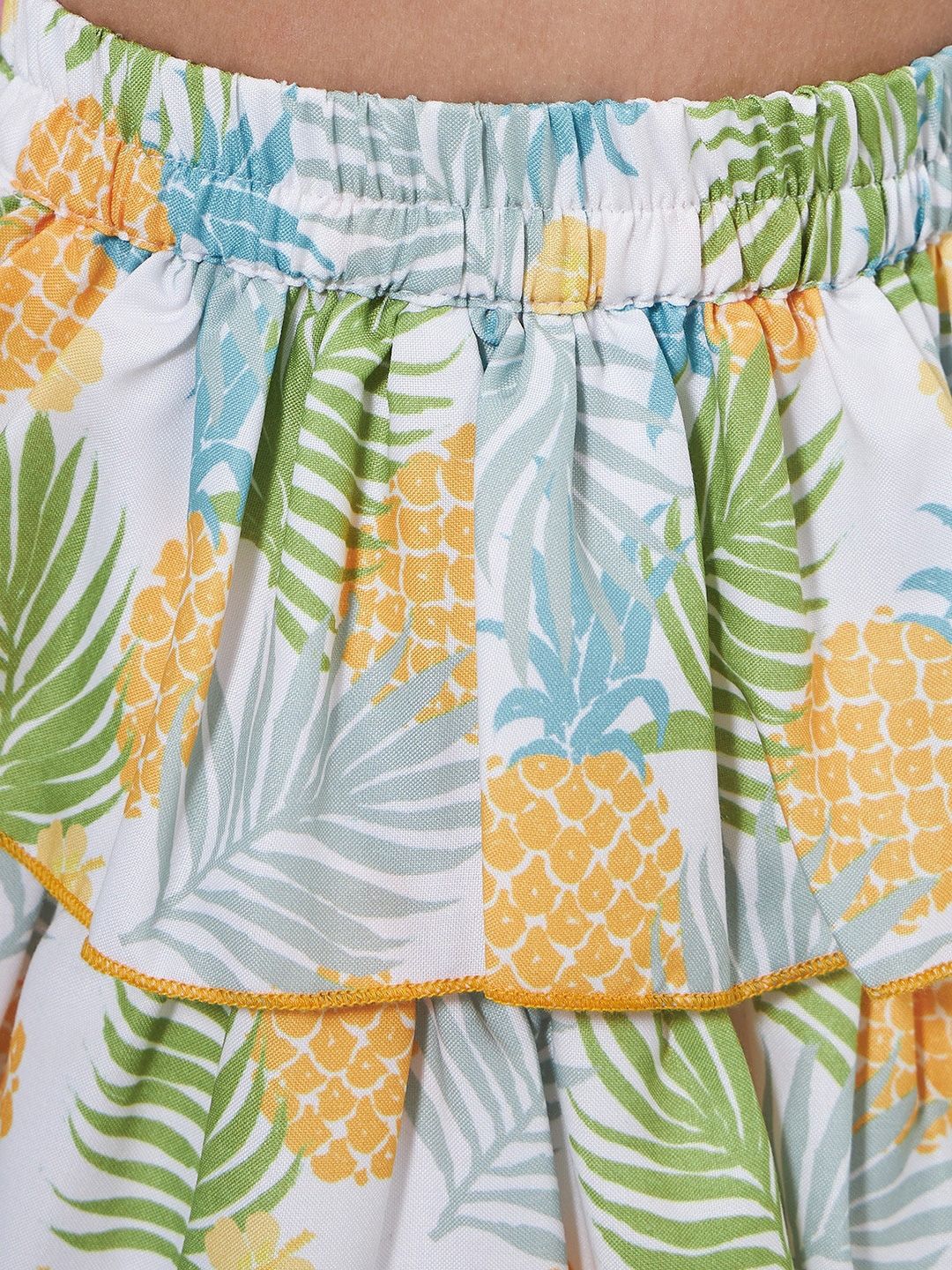 pspeaches Girls Tropical Printed Crop Top With Layered Skirt