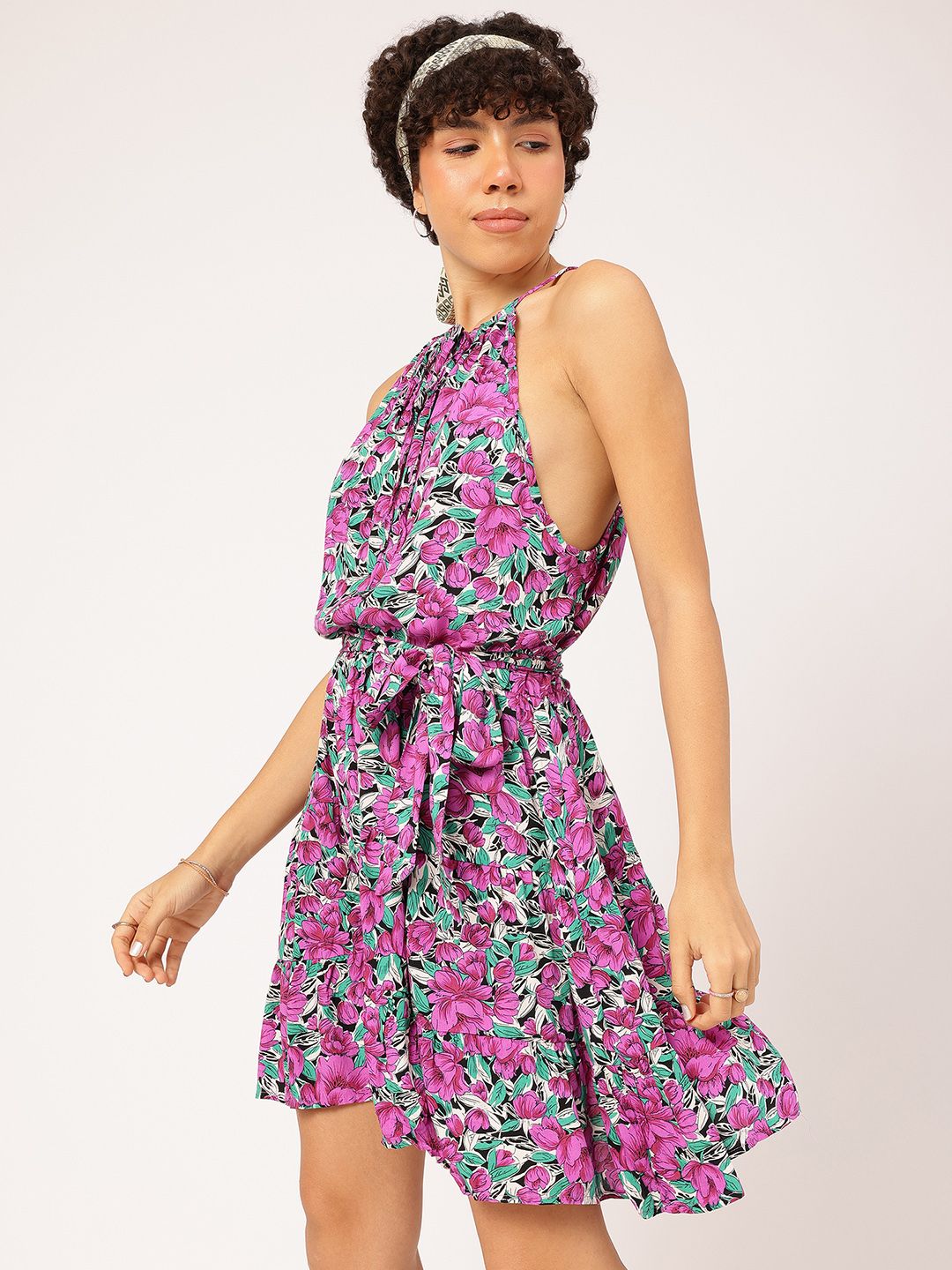 DressBerry Floral Fantasy Printed Fit & Flare Dress