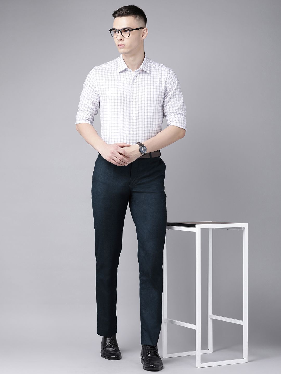 Park Avenue Men Solid Mid-Rise Smart Fit Formal Trousers