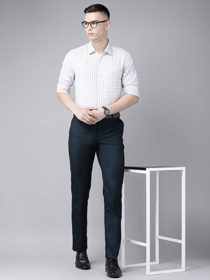 Park Avenue Men Solid Mid-Rise Smart Fit Formal Trousers