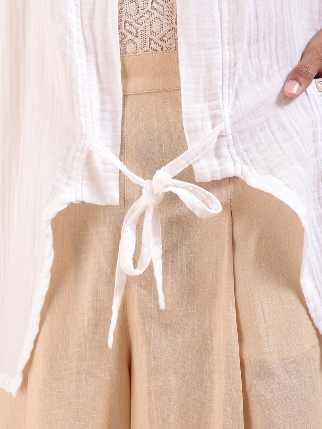 The Indian Garage Co Longline Pure Cotton Open Front Shrug
