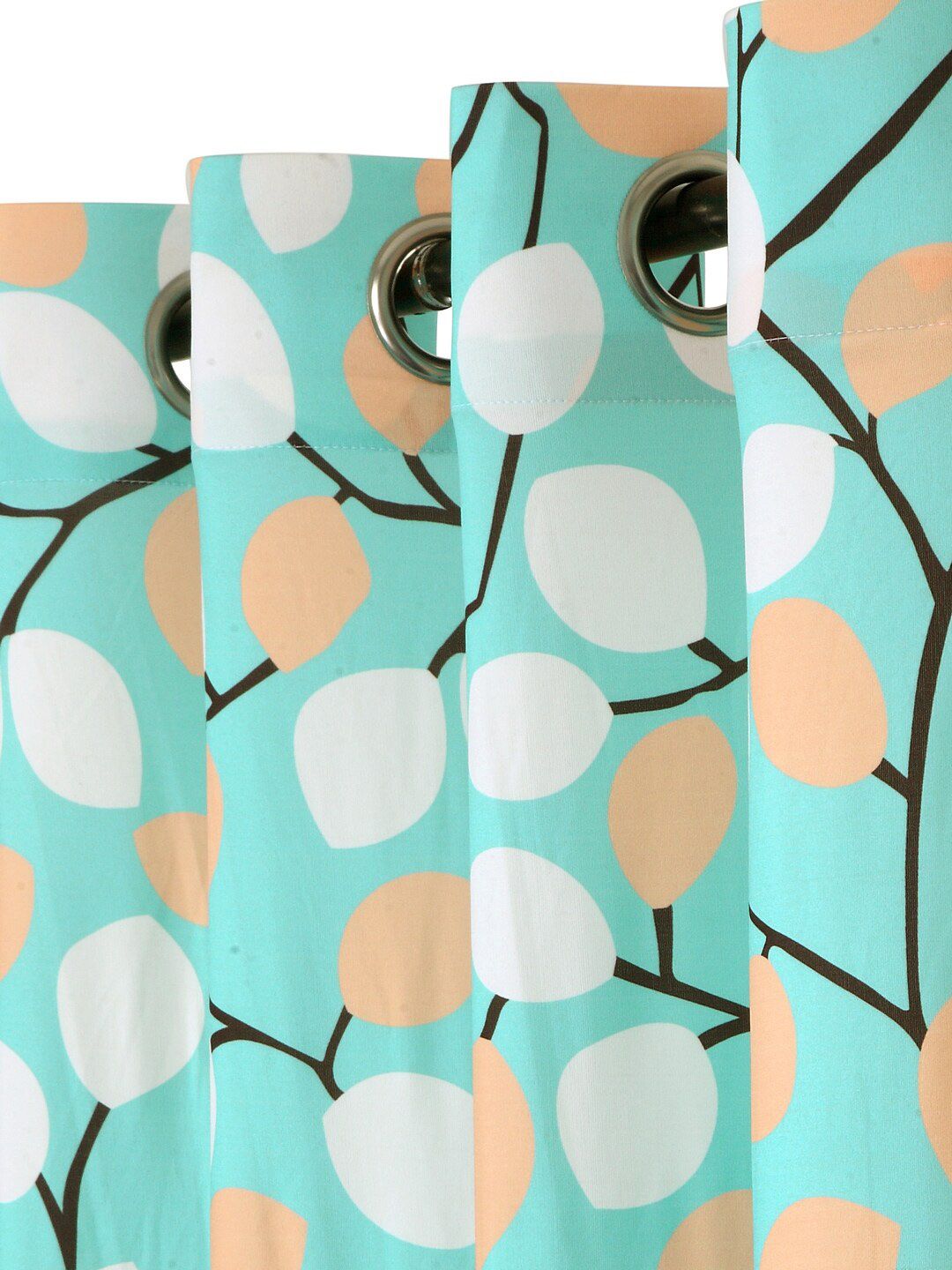 Cortina Turquoise Blue & White Set of 2 Printed Long Door Curtains