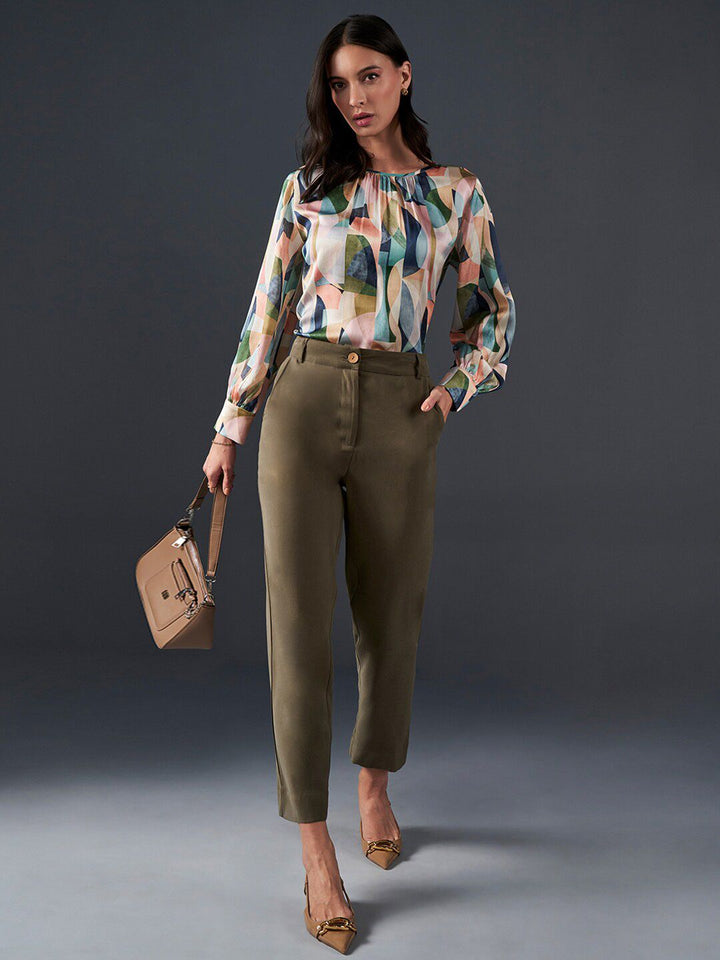 AND Abstract Printed Boat Neck Top