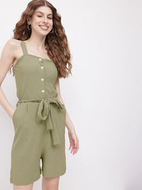 DressBerry Aloe Wash Rib-It Button Up Playsuit with Belt