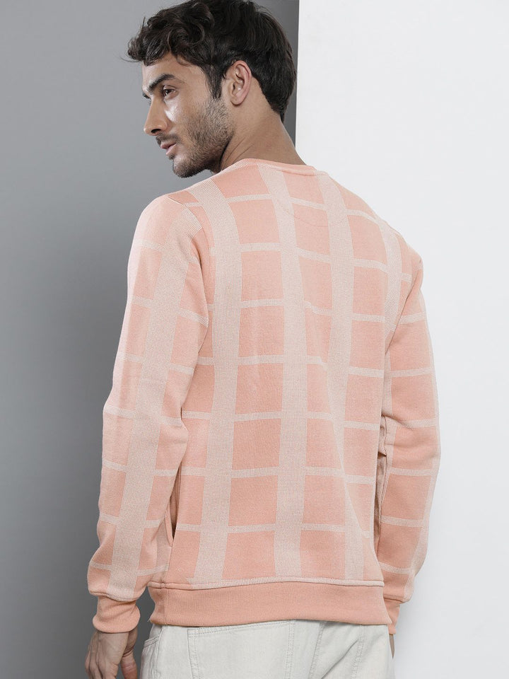 The Indian Garage Co Men Pink Checked Sweatshirt