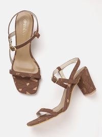 DressBerry Women Textured Block Heel Sandals