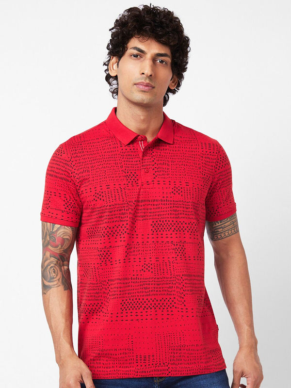 T-Shirt Slim Collar Collar Collar Abstrak Abstrak Abstrak Abstrak