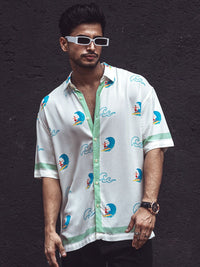 Powerlook India Slim Fit Conversational Printed Casual Oversized Shirt