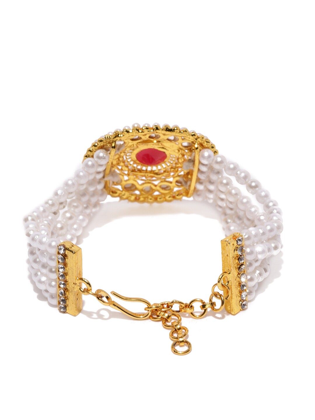 Set Mutiara Zaveri 2 Gelang Koleksi Perkahwinan Mutiara Saduran Emas &amp; Kundan