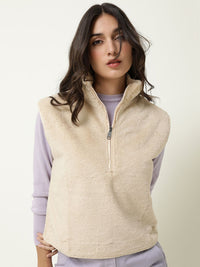 RAREISM Women Beige Solid Sweater Vest