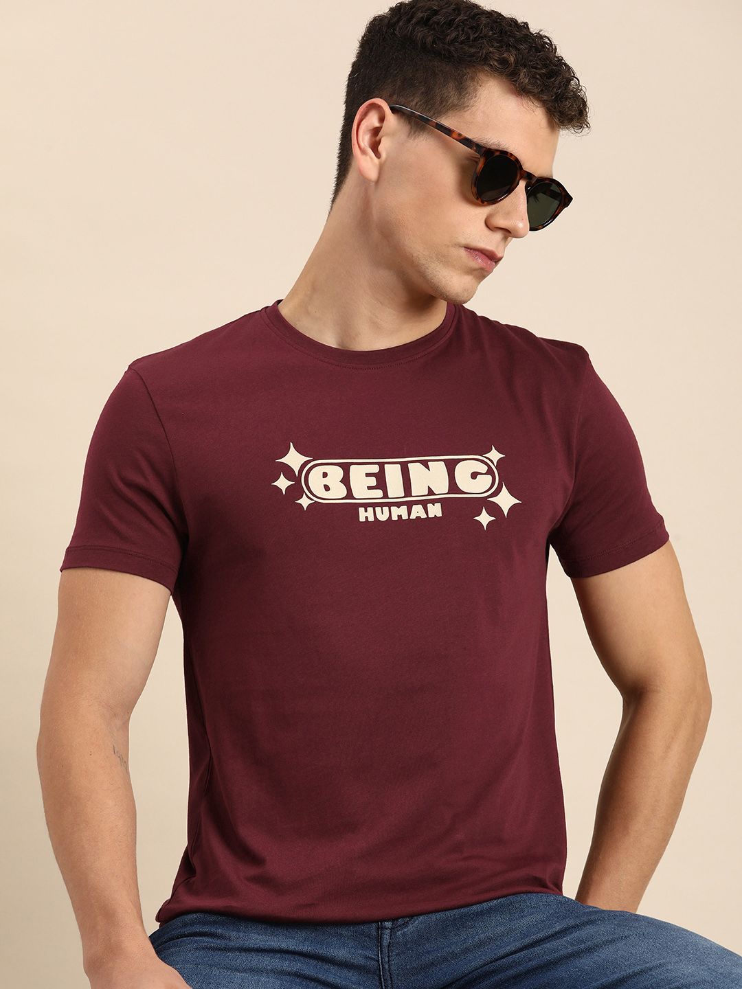 Being Human Pure Cotton Brand Logo Printed Casual T-shirt