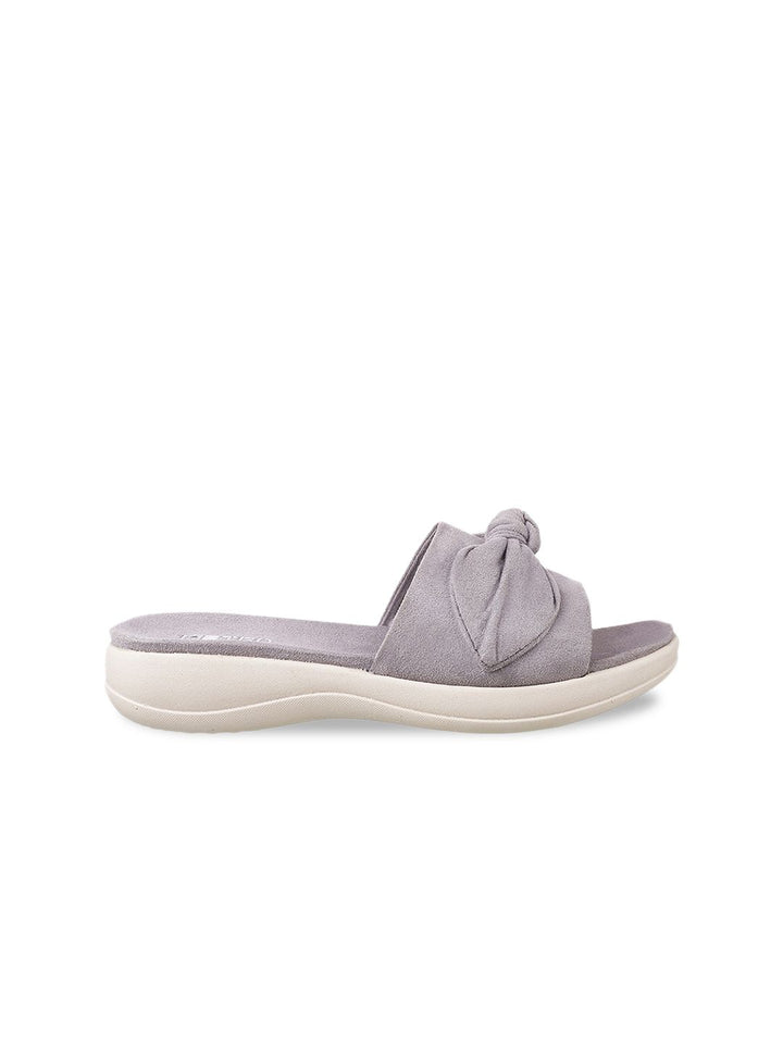 Metro Women Grey Textured Bows Flats