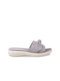 Metro Women Grey Textured Bows Flats