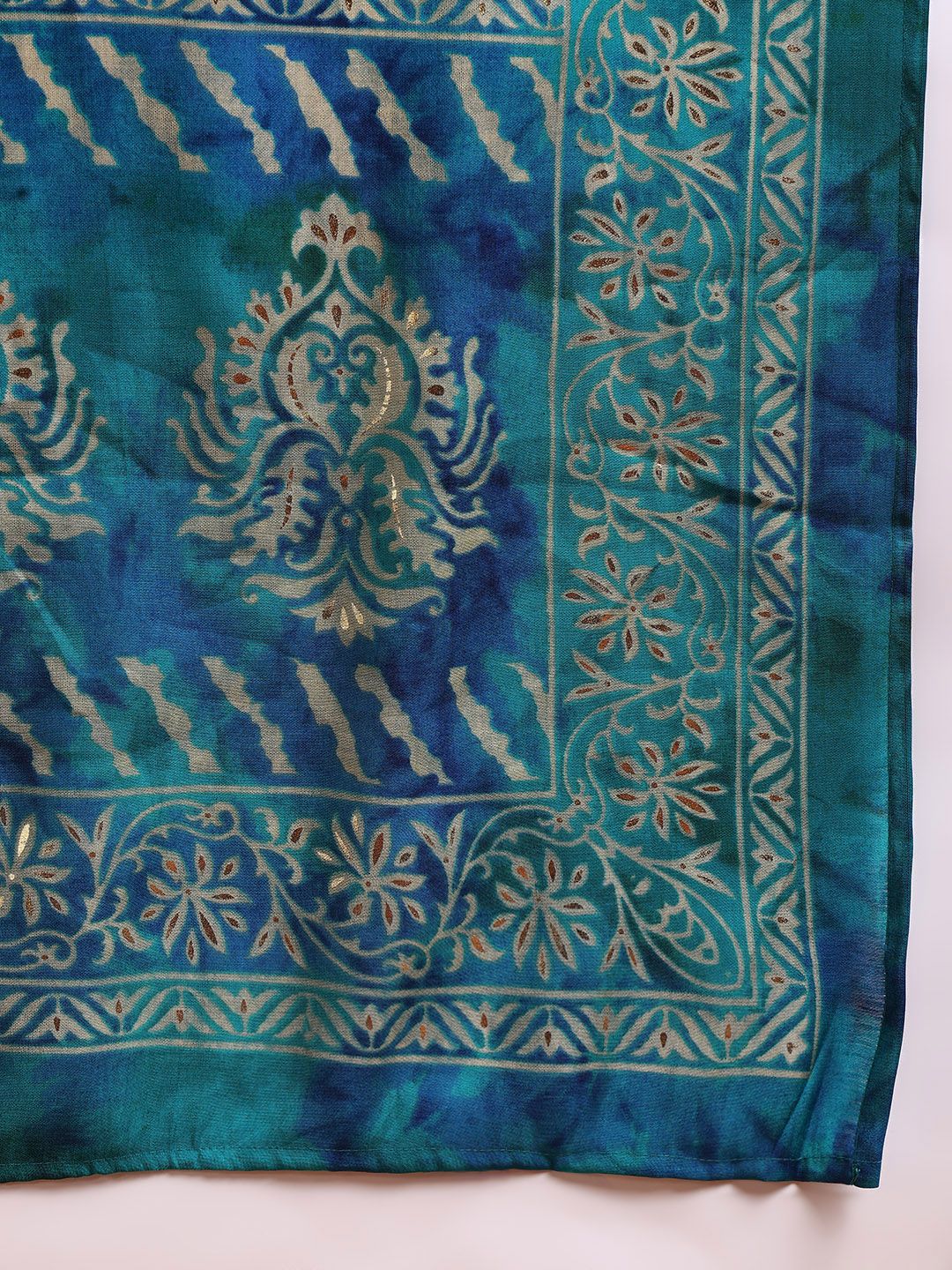 KALINI Ethnic Motifs Printed Thread Work Straight Kurta With Trouser & Dupatta