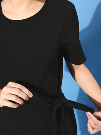Athena Women Black Solid Cut-Out Detail Sheath Dress