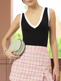 DressBerry Monochromatic Plunge V-Neck Sleeveless Bodysuit