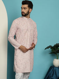 SOJANYA Geometric Mandarin Collar Pure Cotton Kurta