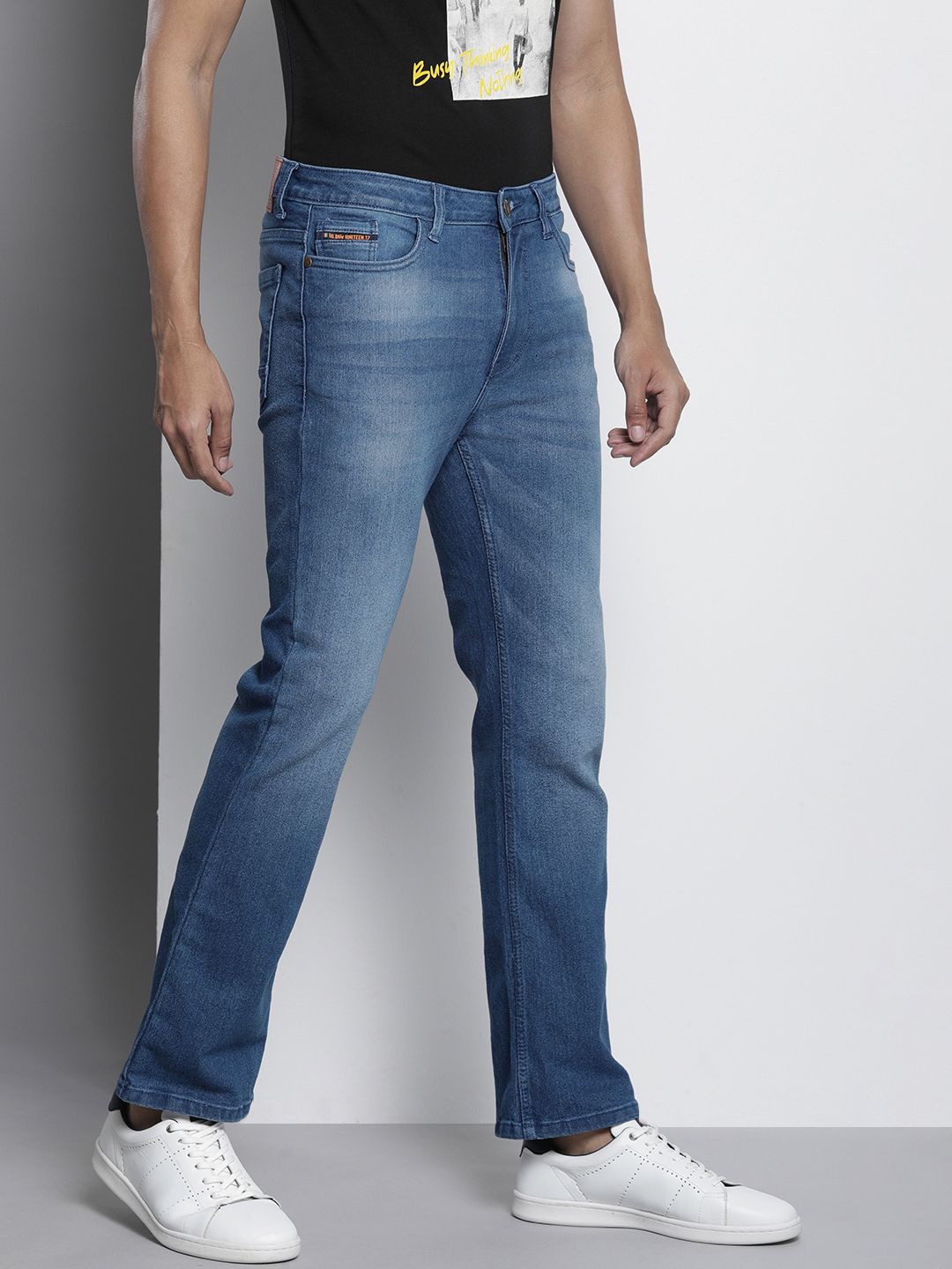 The Indian Garage Co Men Bootcut Light Fade Stretchable Jeans