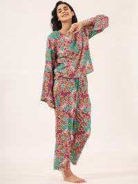 Sanskrutihomes Floral Printed Pure Cotton Night Suit
