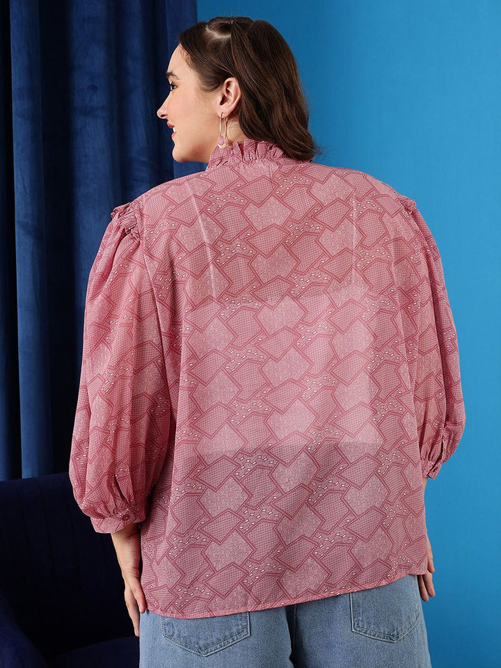 Curvy Street Comfort Abstract dicetak lengan lengan atas