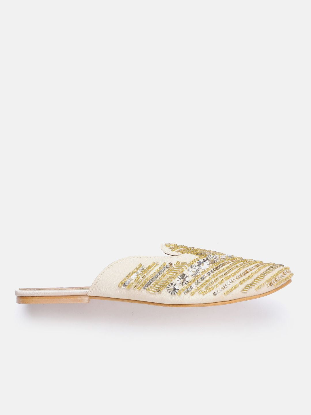 House of Pataudi Women Beads Embellished Ethnic Mules