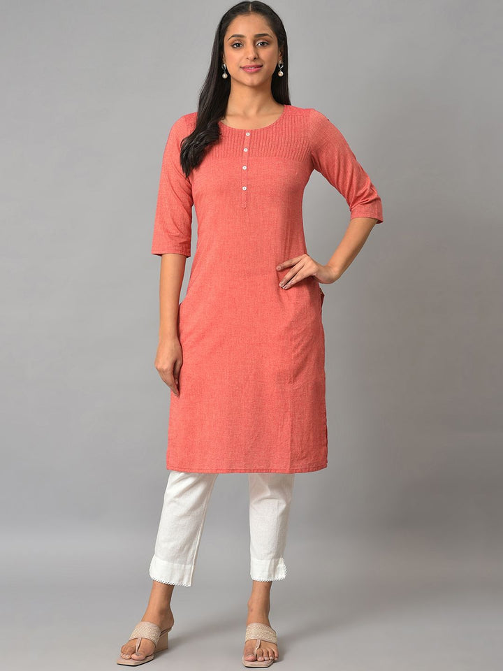AURELIA Round Neck Straight Pure Cotton Kurta