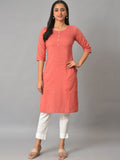 AURELIA Round Neck Straight Pure Cotton Kurta