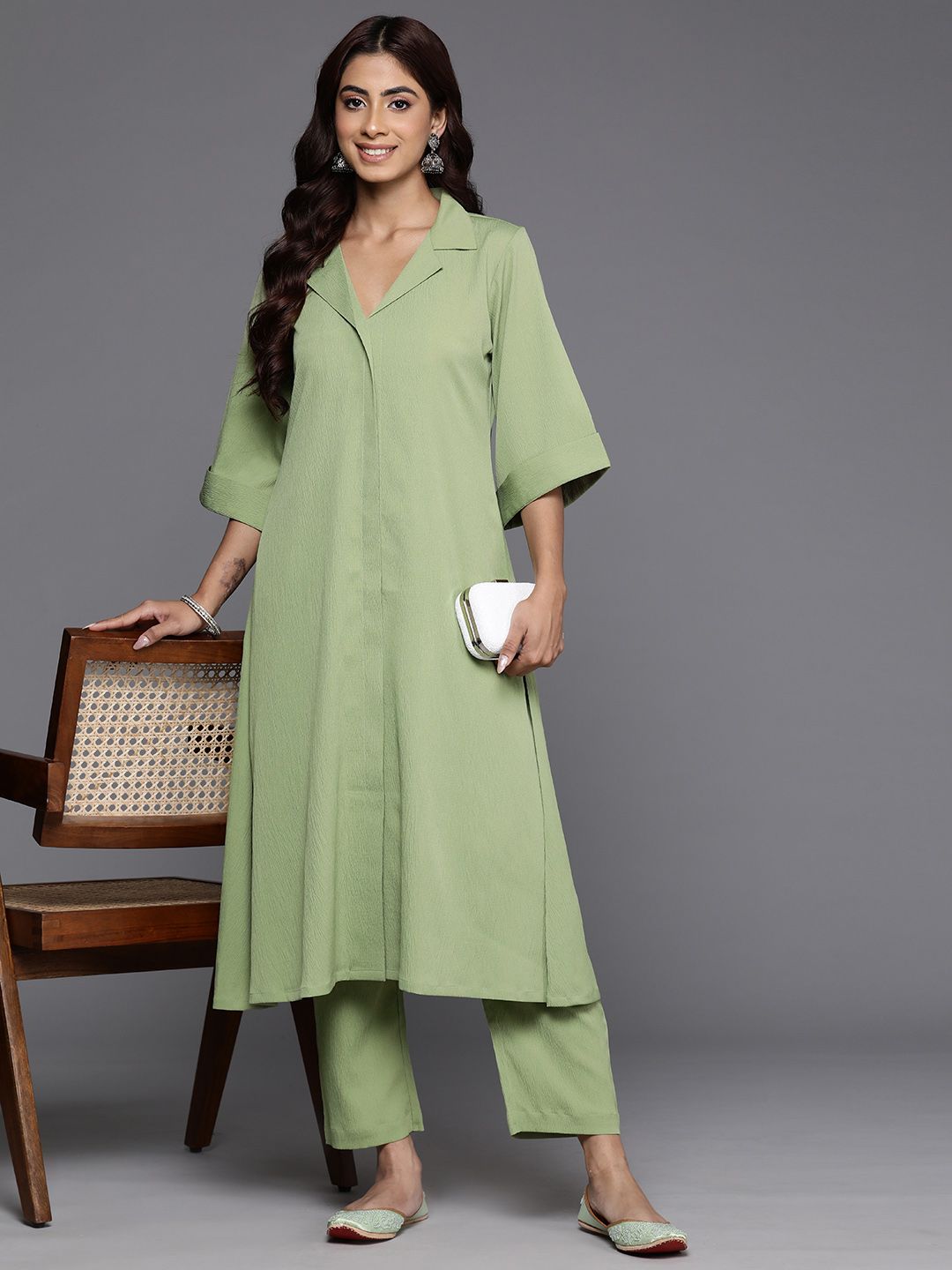 Varanga Solid Shirt Style A Line Kurta