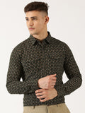 Thomas Scott Classic Slim Fit Floral Printed Cotton Corduroy Semiformal Shirt