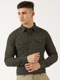 Thomas Scott Classic Slim Fit Floral Printed Cotton Corduroy Semiformal Shirt