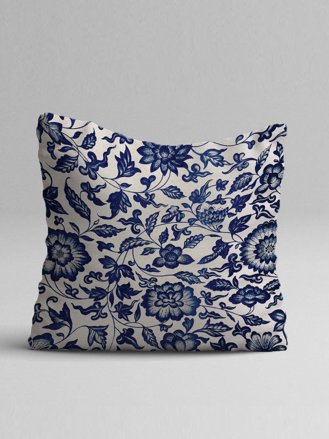 STITCHNEST Blue & Off White Set of 5 Ethnic Motifs Square Cushion Covers