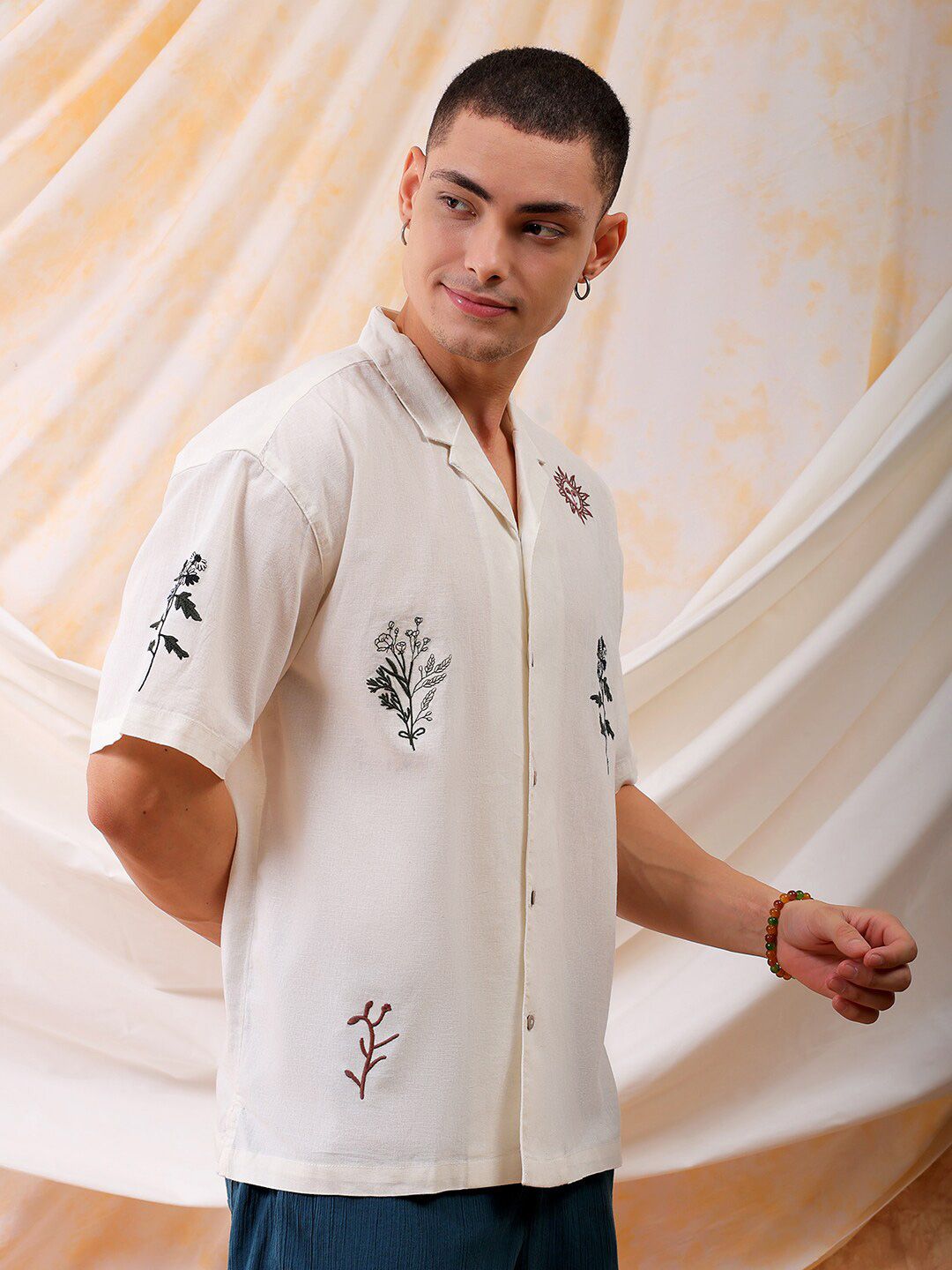 The Indian Garage Co Men Relaxed Fit Embroidery Resortwear Shirt