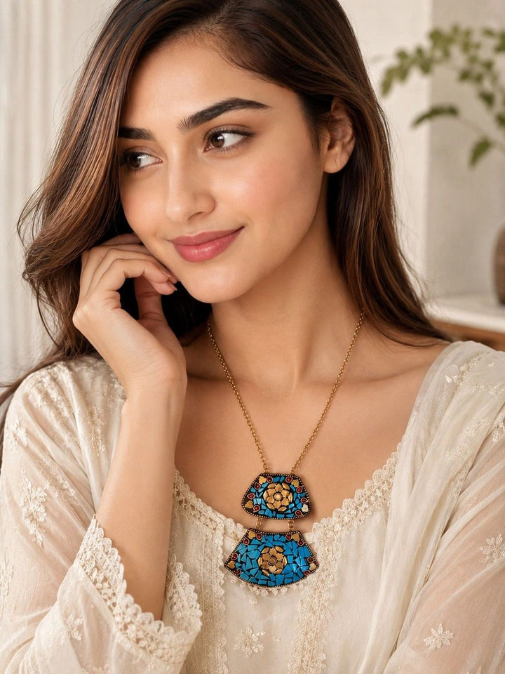 PANASH Lelaki Brass Rose Gold Plated Bohemian Kalung