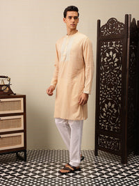 House of Pataudi Striped & Embroidered Jashn Kurta