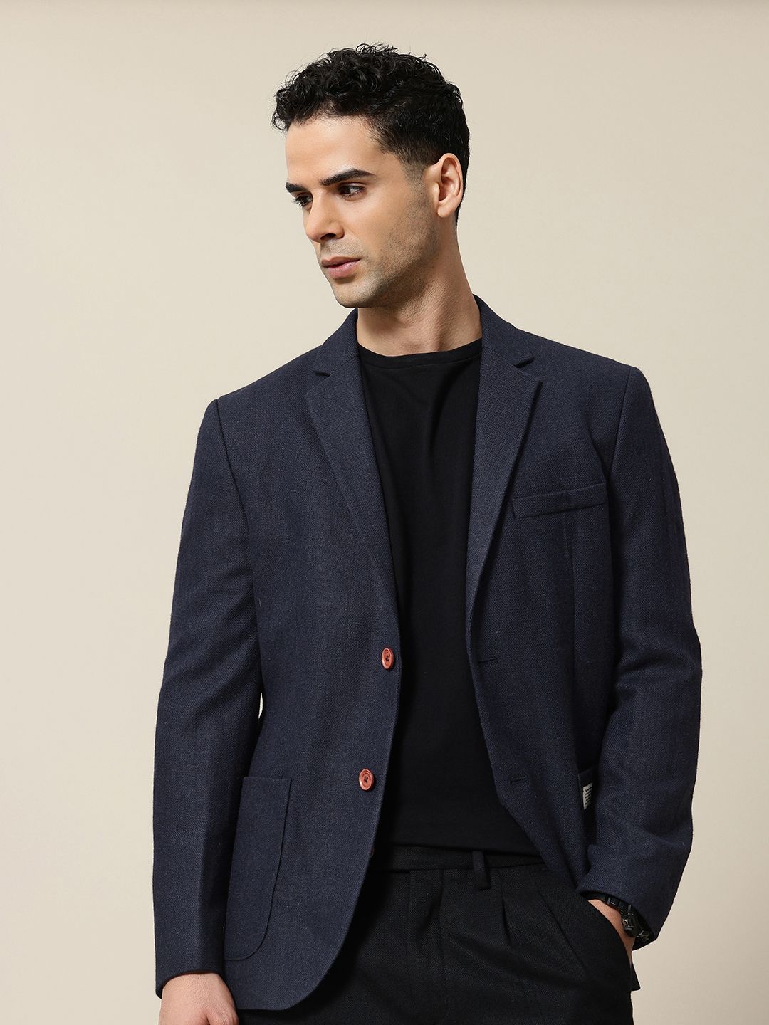 Mr.Bowerbird Solid Tailored Fit Casual Blazer
