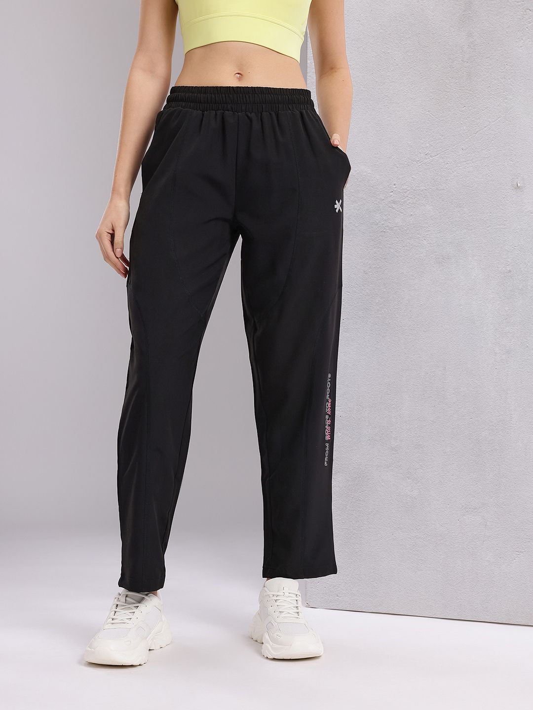 HRX by Hrithik Roshan Women Typography Print Mid-rise Running Track Pants