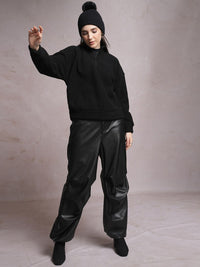 Tokyo Talkies Black High Neck Besar Pullover Sweatshirt