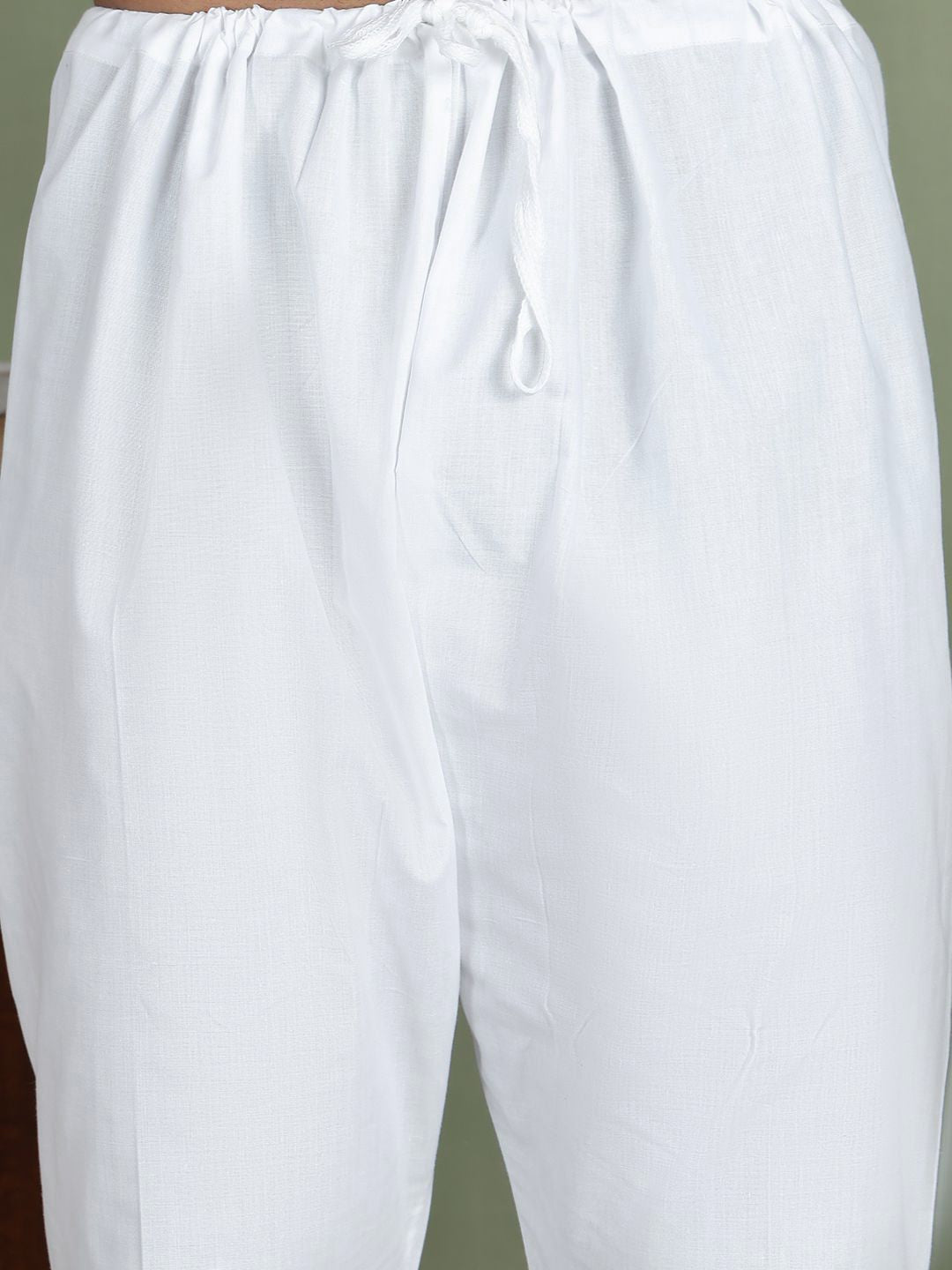 Jompers Striped Printed Band Collar Straight Kurta With Trouser