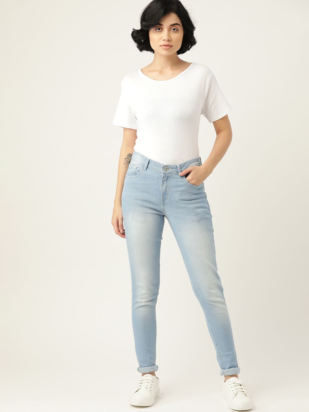 ether Women Blue Skinny Fit Light Fade Stretchable Jeans
